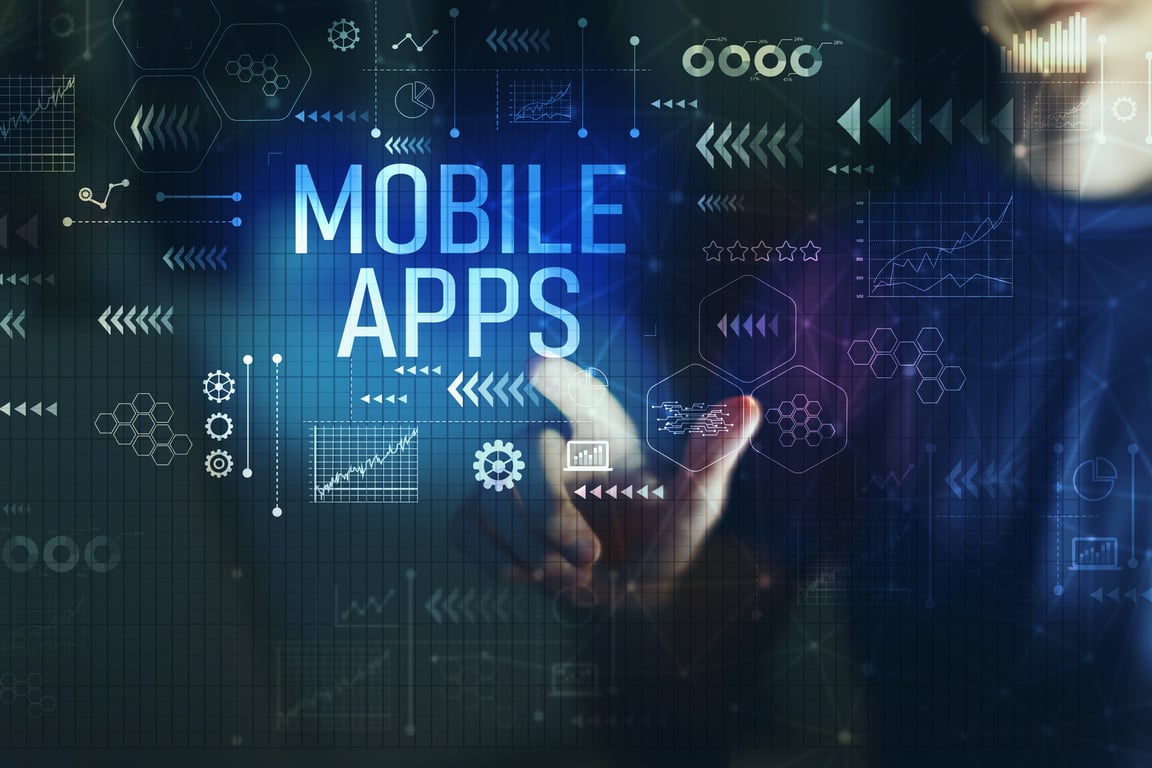 Mobile apps with young man